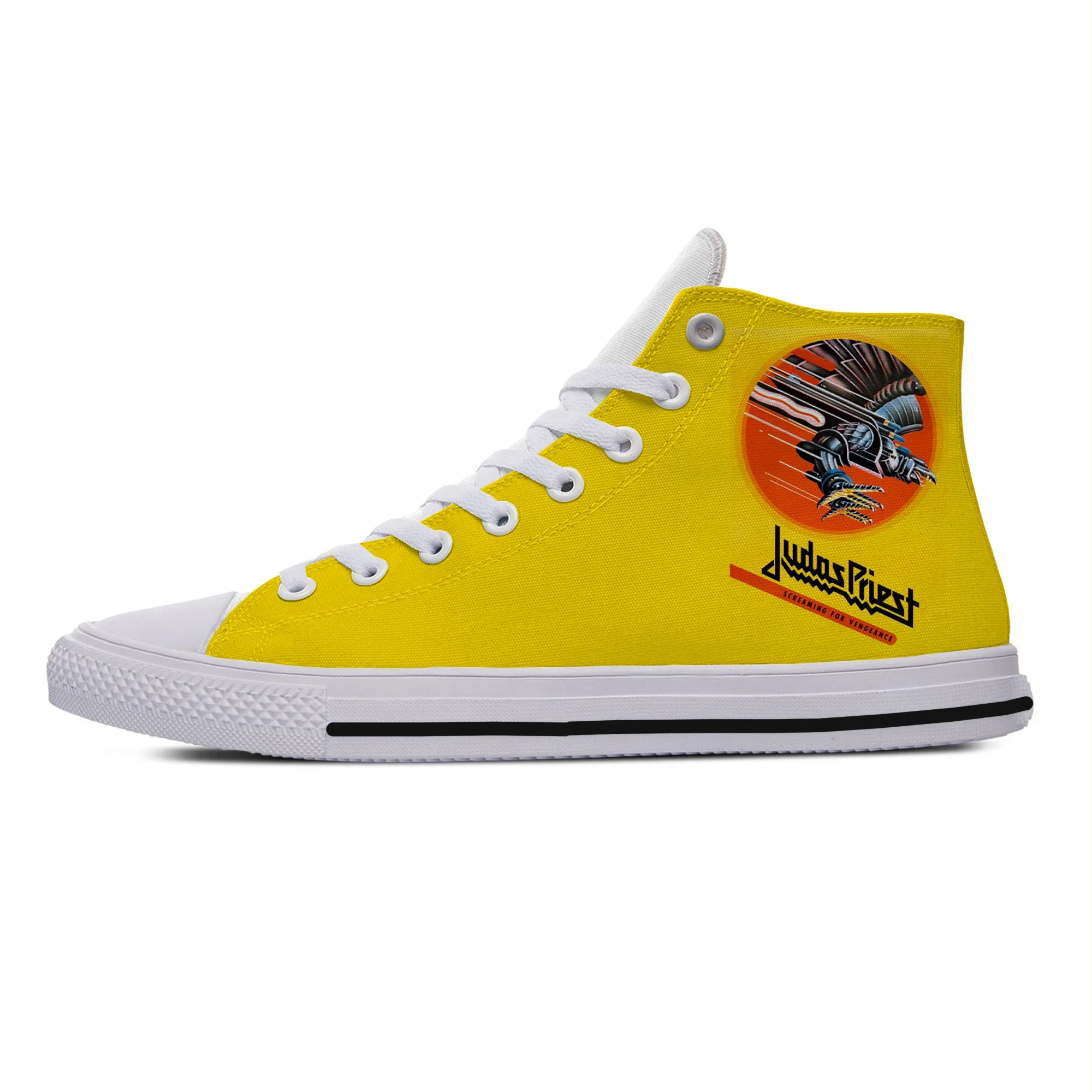 Hot Cool Summer Judas Priest Rock Band Metal novità Design High Top scarpe di tela uomo donna Sneakers Casual ultime scarpe da tavola