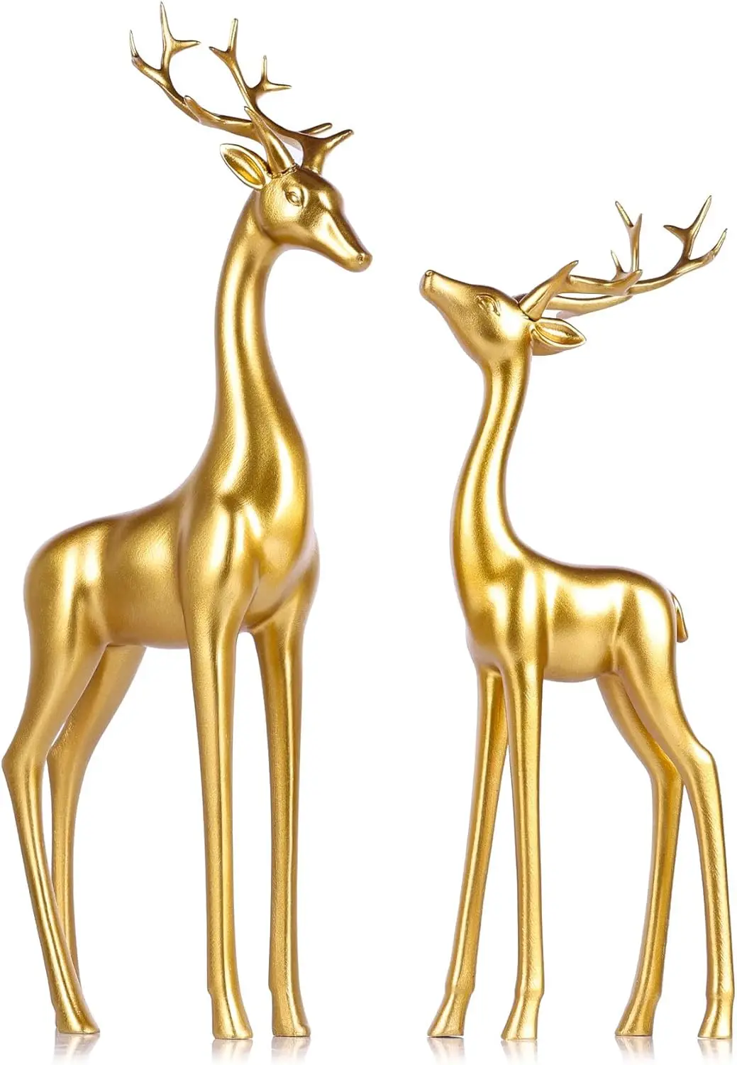 

Large Gold Reindeer Figurines, 13" Tall Resin Deer Statues for Christmas Decor, Home Ornaments