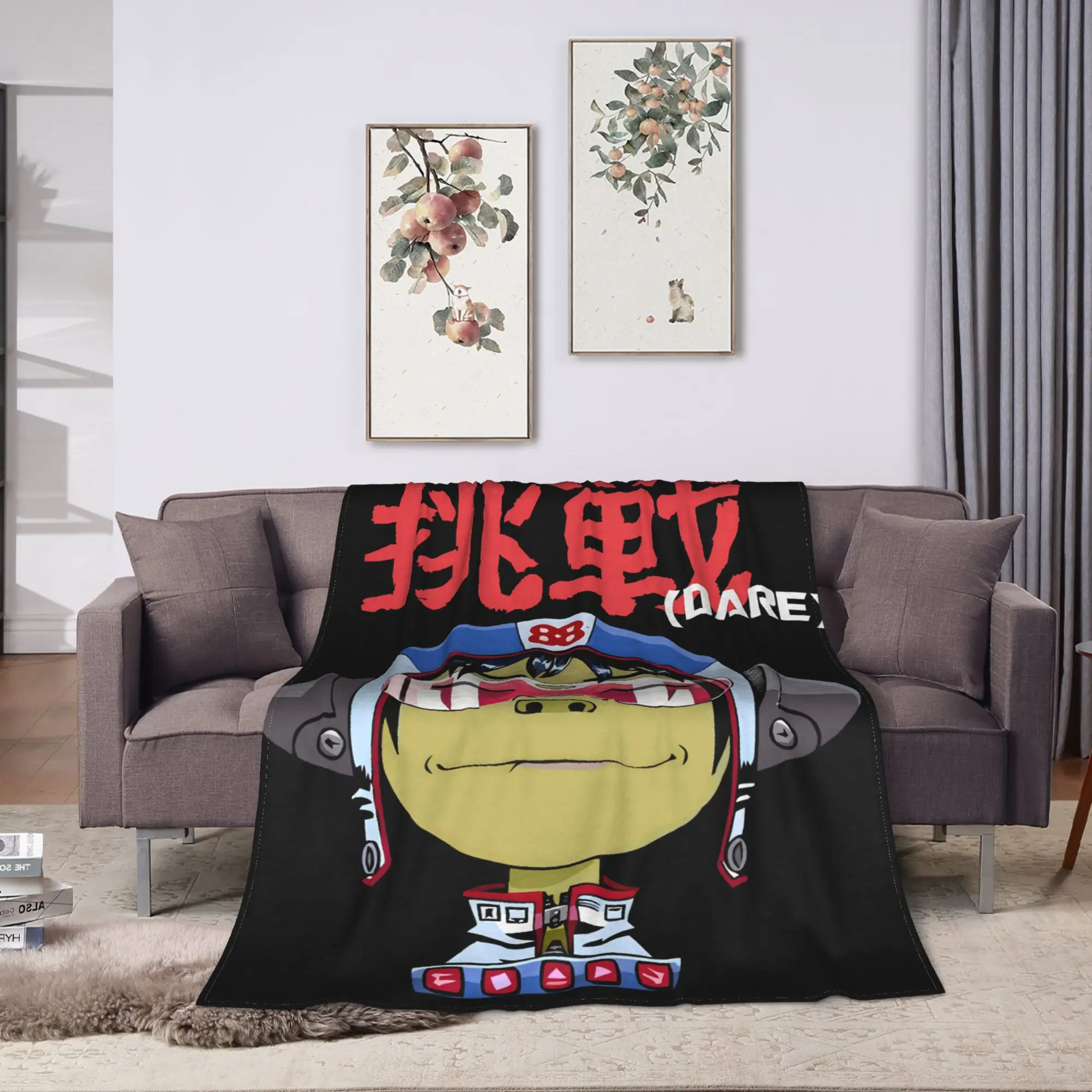 Music Band Gorillazs Punk Rock Warm Soft Blanket  Travel Plush Bedding Throws Funny Outdoor Flannel Bedspread Sofa Bed Cover