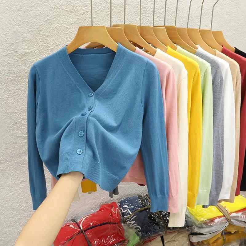 Stylish Black Long Sleeve Outerwear Sweater 2026 Autumn Winter Solid Color V Neck Knit Women Cardigan Versatile Basic Top