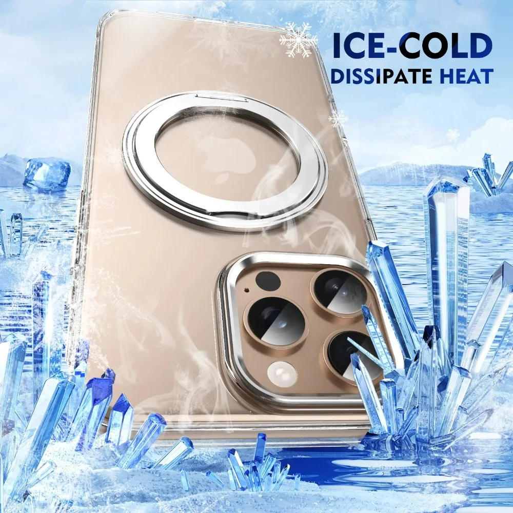 Luxe 360° ° Metalen Auto Ring Houder Helder Magnetische Case voor IPhone 17 16 15 14 Plus 13 12 Pro Max Draadloze Lading bescherming Cover