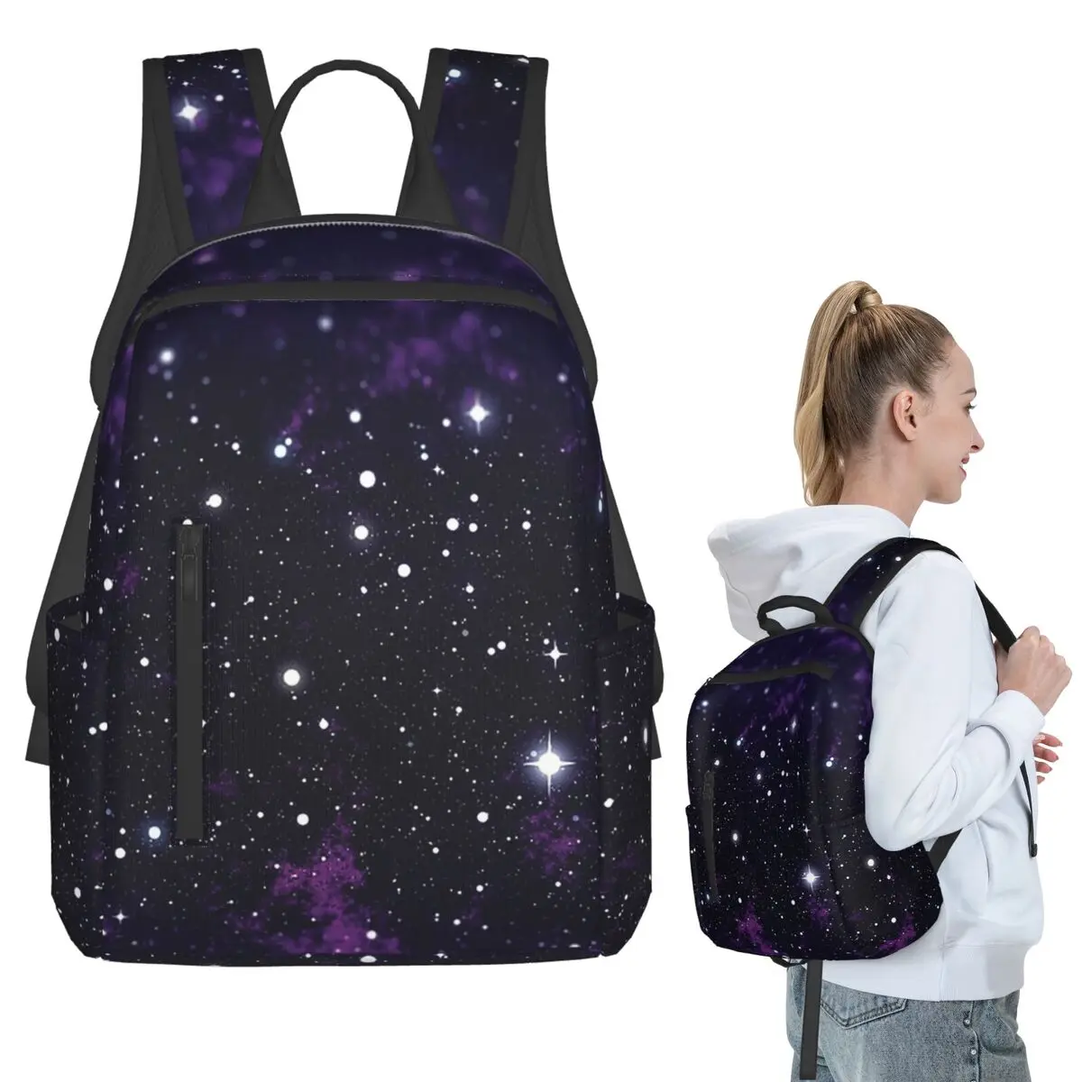 Starry Purple Galaxy Backpack Student BookBag Kids School Bag Computer Shoulder Bags Boys Girls