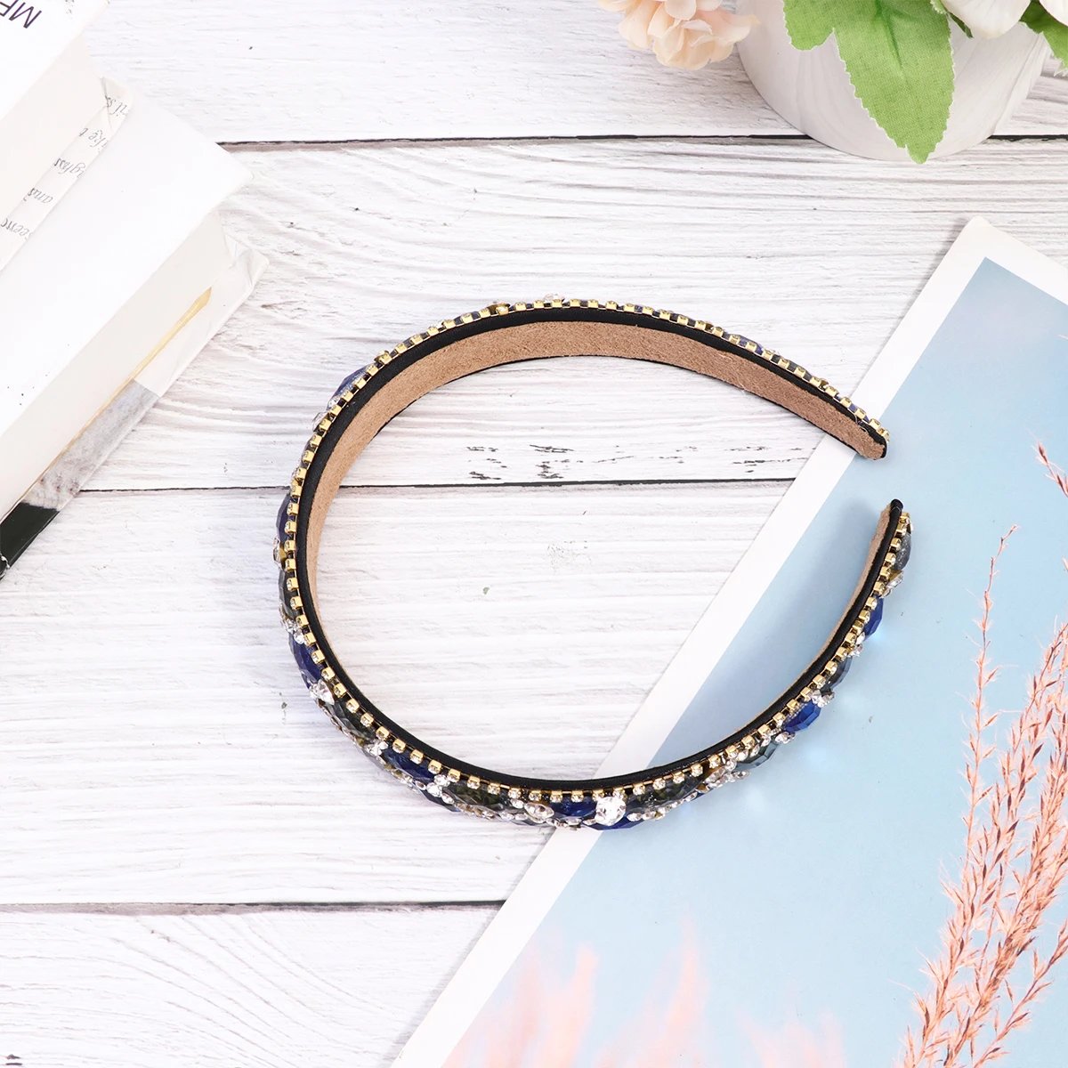 

Rhinestone Headband Crystal Hair Hoops Premium Material Lightweight Simple Style Women Headwear Party Photo Props Unique Design