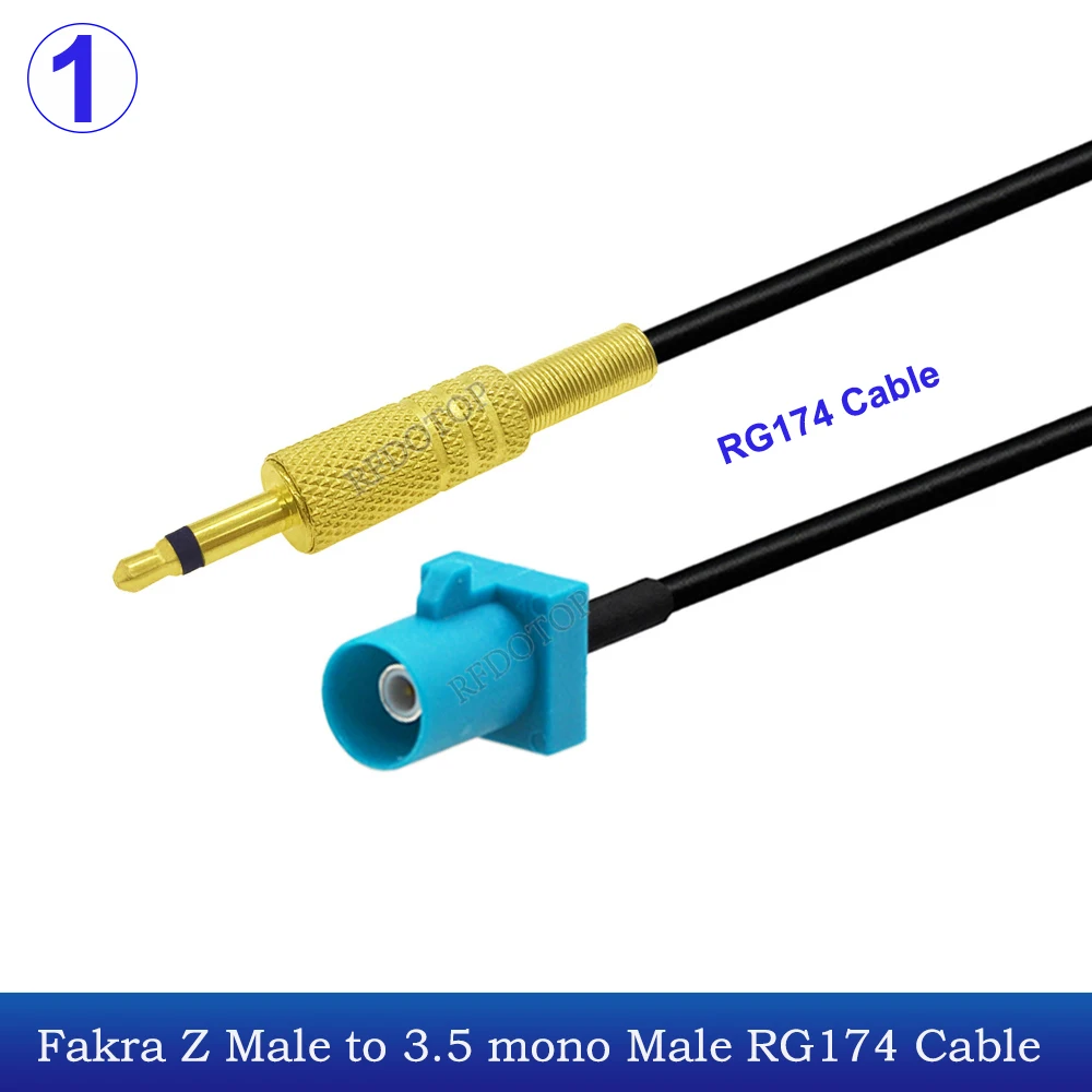 1Pcs RG174 Fakra Z Male/Female to 3.5mm 1/8