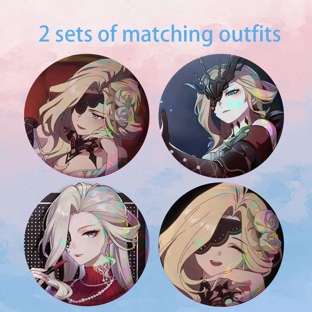 Genshin Impact La Signora Rosalyne HD Print Round Lapel Pins Pretty Derby 2 piece set Round Display Brooches Brooch Badges