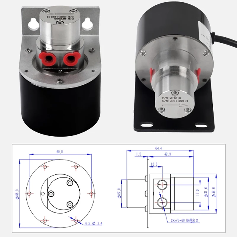 Micro Metering Pump Self-Priming Stainless Steel Pump Head Magnetically Driven Gear Pump for Coffee Machines and Inkjet Printers