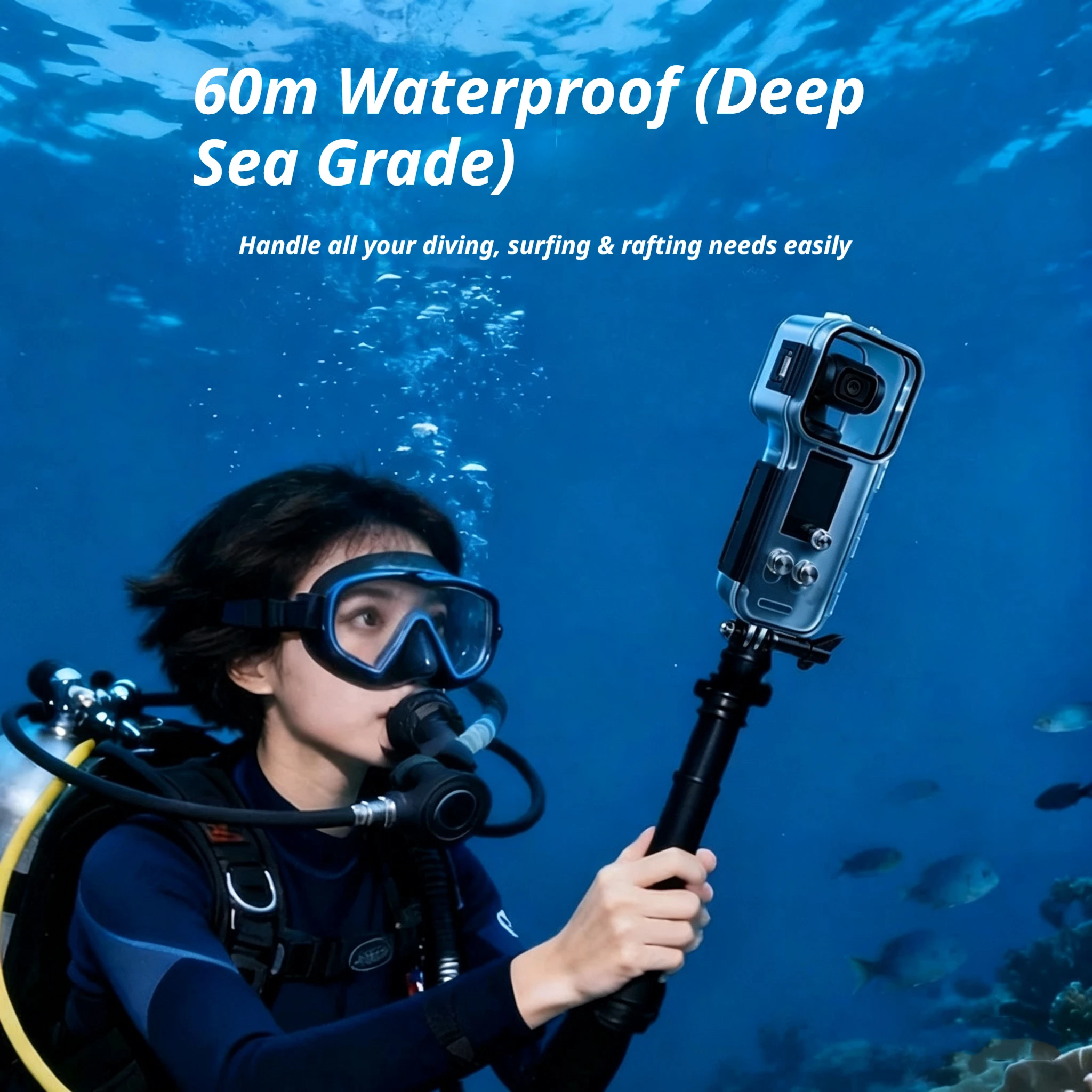 Boîtier étanche sous-marin 60M pour DJI Osmo Pocket 4, boîtier de plongée en acier inoxydable 316, bouton anti-buée, surf, plongée avec tuba