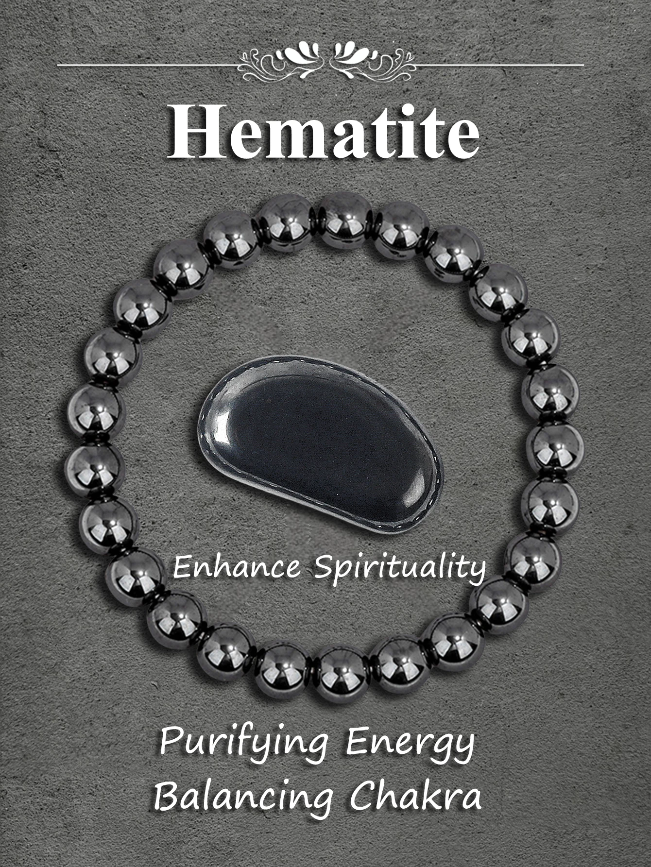 

Hematite Beaded Bracelet Men Natural Stone For Strength Protection & Energy Balance Stress Relief Healing Jewelry Gift For Women