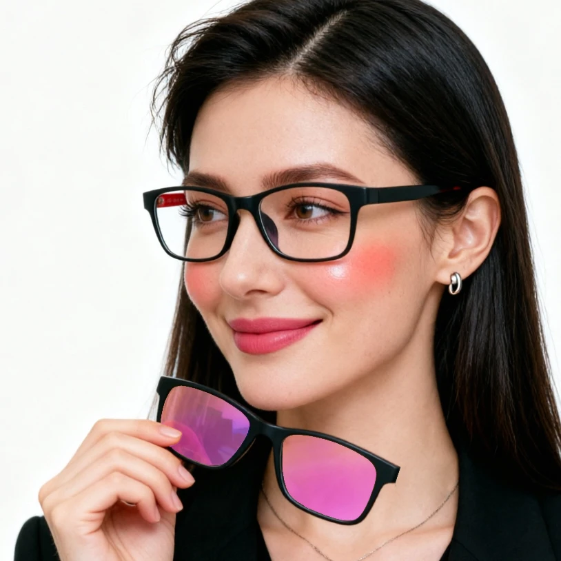 

Original Design 003 Full ULTEM Square Dual Colors Prescription Eyeglasses Spectacle with Clip on Polarized Sunglasses Lenses