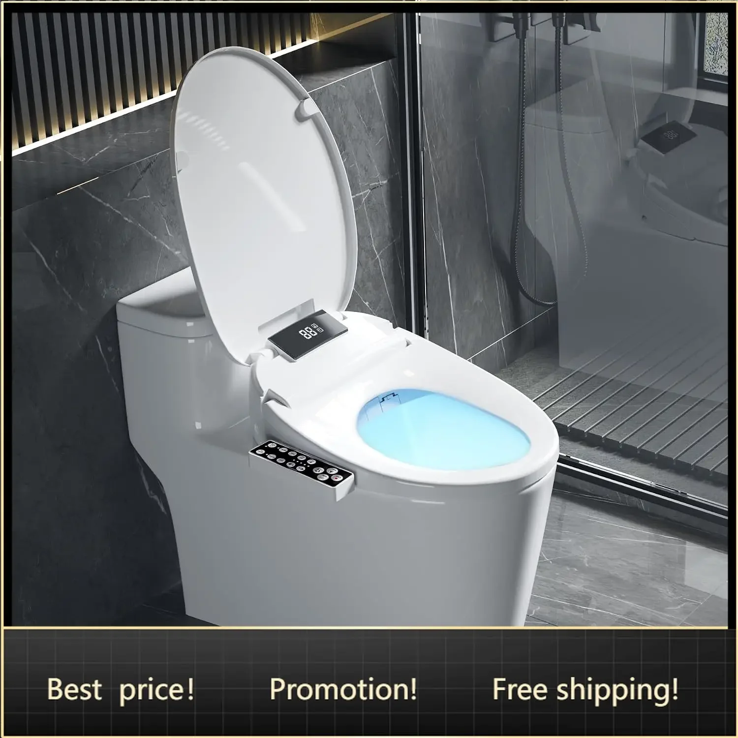 Brand new fast shippingBestsellerElectric Heated Bidet Toilet Seat, Elongated, S9BL | Fixed Panel Control, Instant Warm Water, H