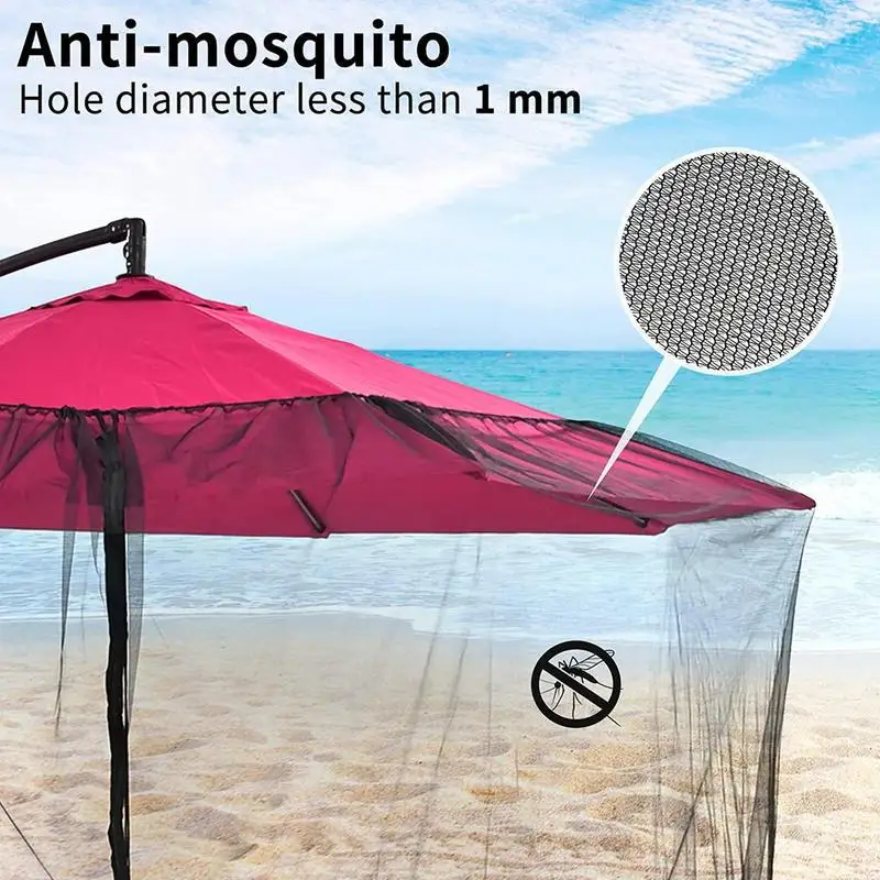 Jumbo Round Hanging Umbrella Net Patio Umbrella Sunshade Zipper Mosquito Net Roman Umbrella Net Cover Outdoor Garden Accessories