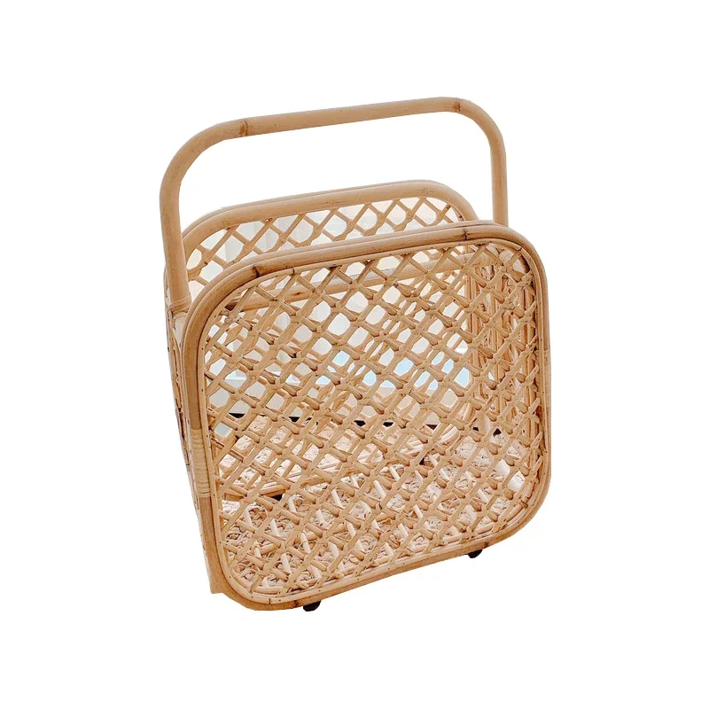 

Style Magazine Rack, Floor To Ceiling Newspaper Bookshelf, Host Family Rattan Storage Basket, Storage Basket, Storage Rack