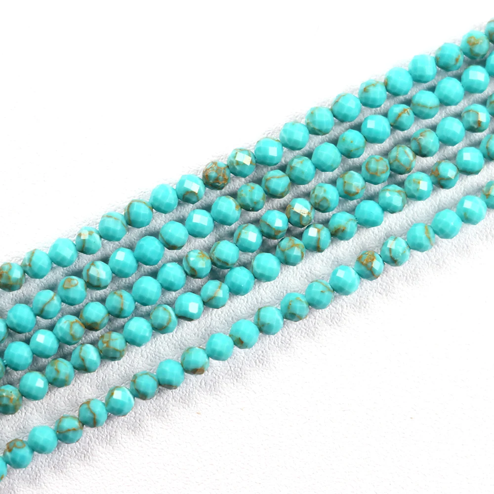 Natural Stone Beads 2 3 4mm Faceted Greem Turquoises Small Loose Beads For Jewelry Making DIY Bracelet Necklace 15