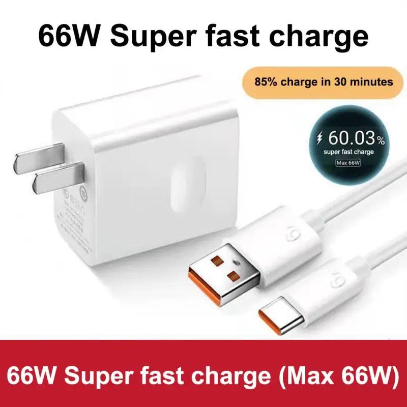 66W 6A USB Charger Super Fast Charging PD QC Adapter Smart Charge USB Type-C Cable Quick Charger for iPhone Xiaomi Huawei OPPO