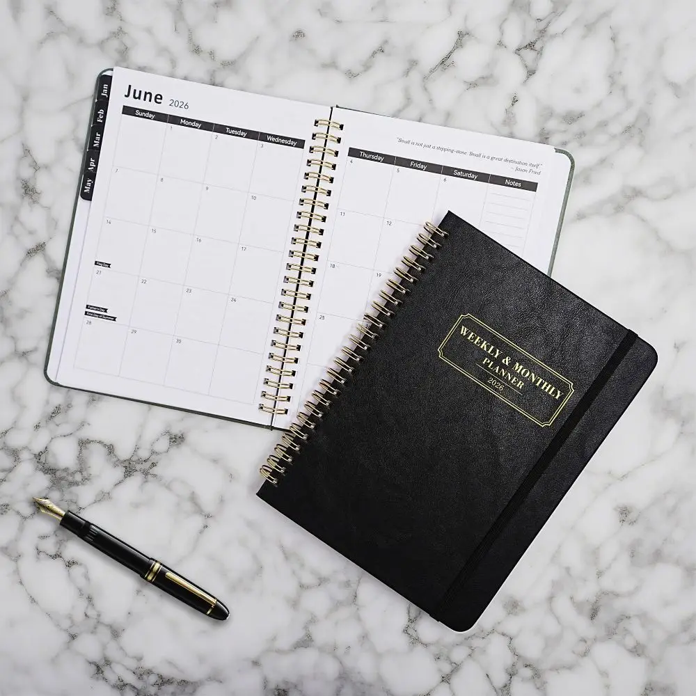 مخطط أسبوعي حلزوني A5 2026-2027 دفتر جدول أعمال قوي بسلك مزدوج علامات تبويب شهرية ملاحظات صفحات مخطط تقويم شهري #2