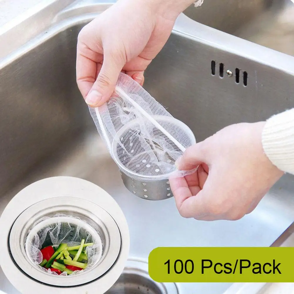 Disposable Kitchen Sink Filter Mesh Sewer Garbage Filter Drainage Mesh Net Meal Residue Bag Sink Garbage Screen Pool H6S0