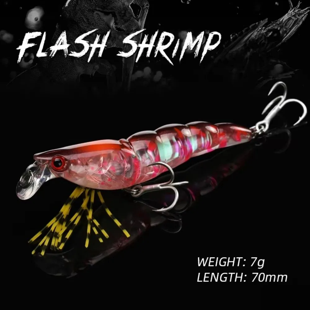 70mm de longitud 3D Flash camarón diseño de lanzamiento largo 7g peso señuelo de pesca Wobbler acción patrón láser pececillo poco profundo