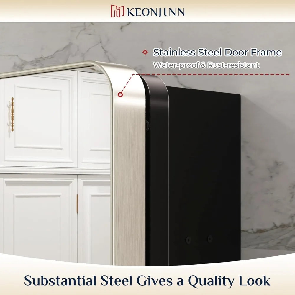 Аптечка из матового никеля для ванной комнаты, аптечка 16 x 24 дюйма с зеркалом, серебристая рамка из нержавеющей стали, регулируемая