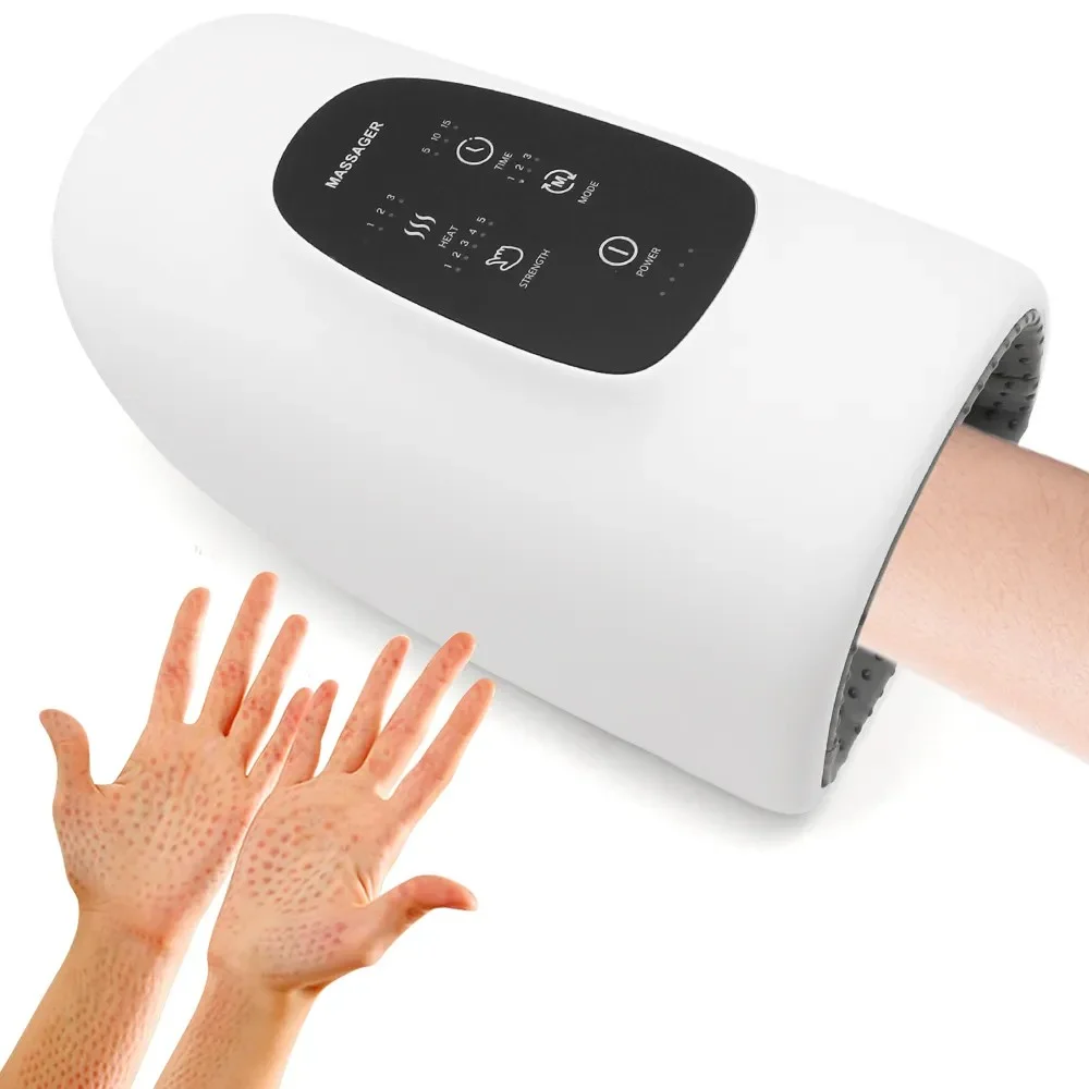 Heating Compression Full Wrapping Finger Palm Therapy Massage Cordless Electric Hand Wrist Massager Vibrator Machine