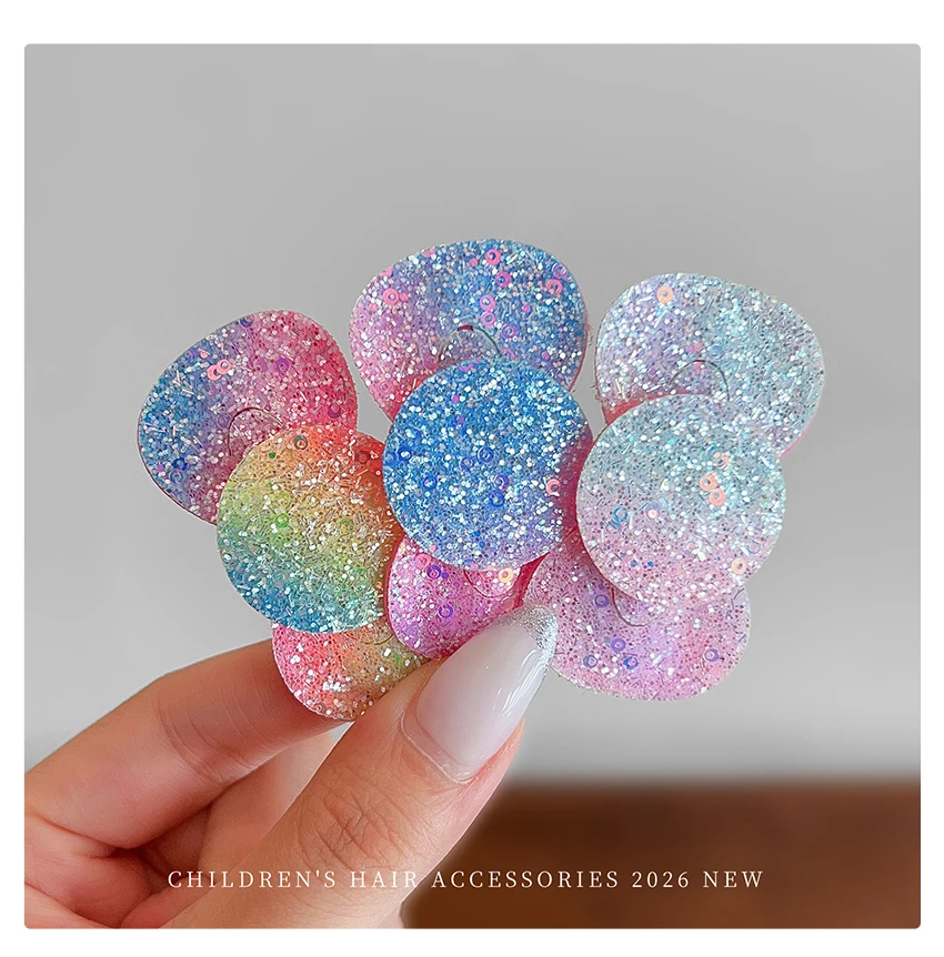 2026 2 Stück/Set Neue Glitzer Farbverlauf Regenbogen Pailletten Haarspangen Koreanische Mode Mädchen Haarklammern Kinder Haarspangen Geschenk – Detail 7