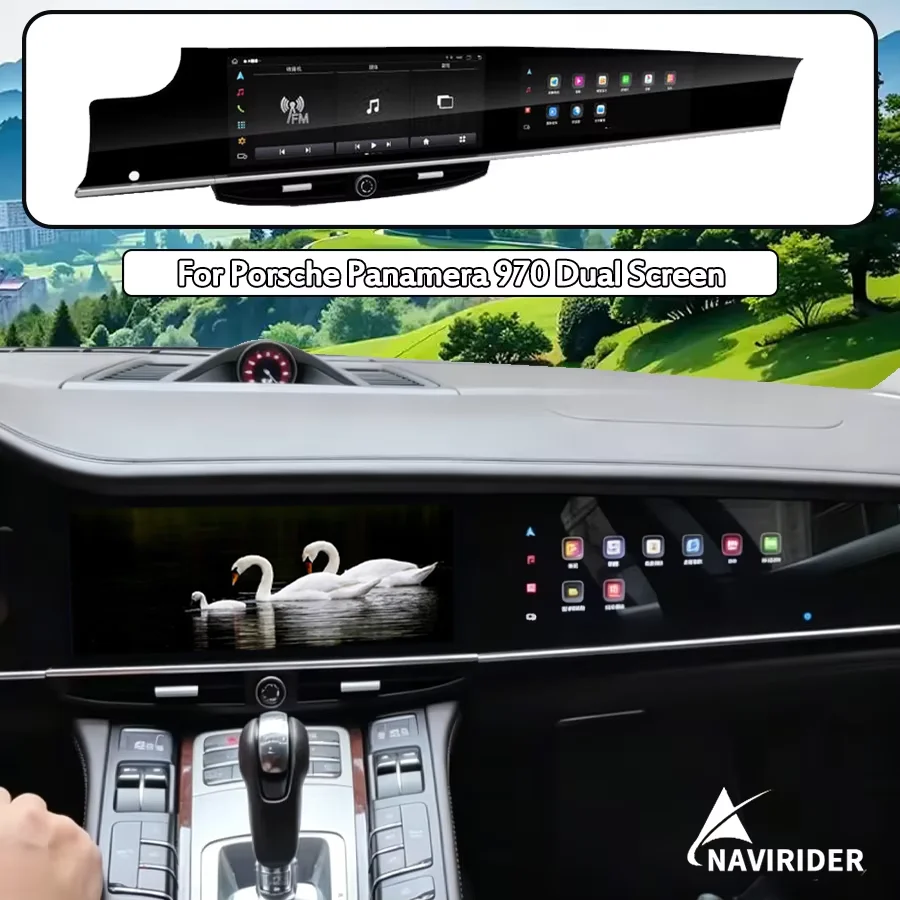4G Wireless Carplay For Porsche Panamera 970 Dual Smart Screen 11 Inch And 12.3 Inch Android Auto + Ac Panel Rear Display Screen