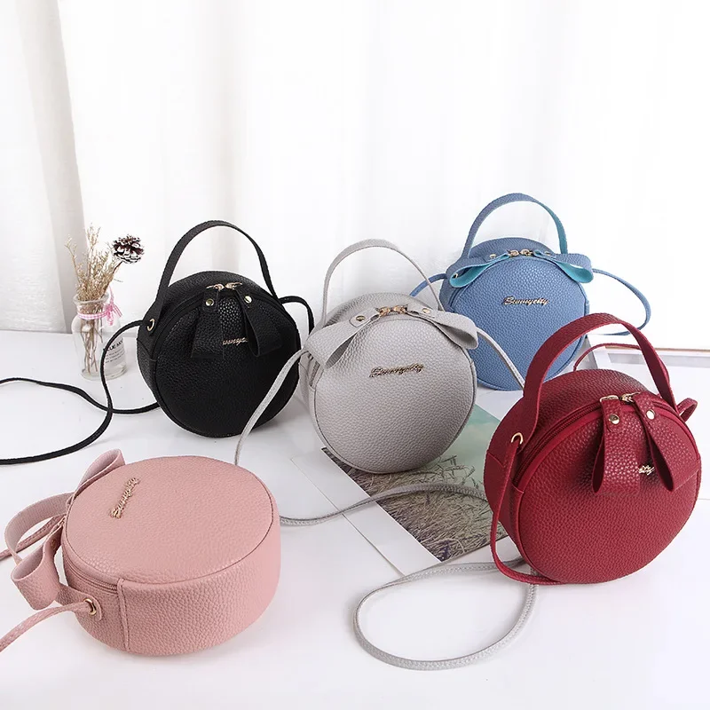 Simple Fashion Women Shoulder Handbag Circle Bag Girl Cute Messenger Bag Beauty PU Leather Ladies Hand Bags 2024 New