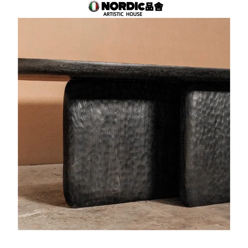 Nordic Wabi Sabi Solid Wood Dining Table Creative Antique Retro Square Table for Home Restaurant Negotiation