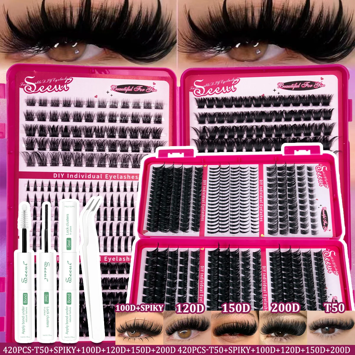 Manga-Wimpernbüschel mit Spikes, Wispy-Wimpernverlängerungs-Set, Anime, wiederverwendbare Faux-Mink-Fairy-Einzelwimpernverlängerung – Detail 1