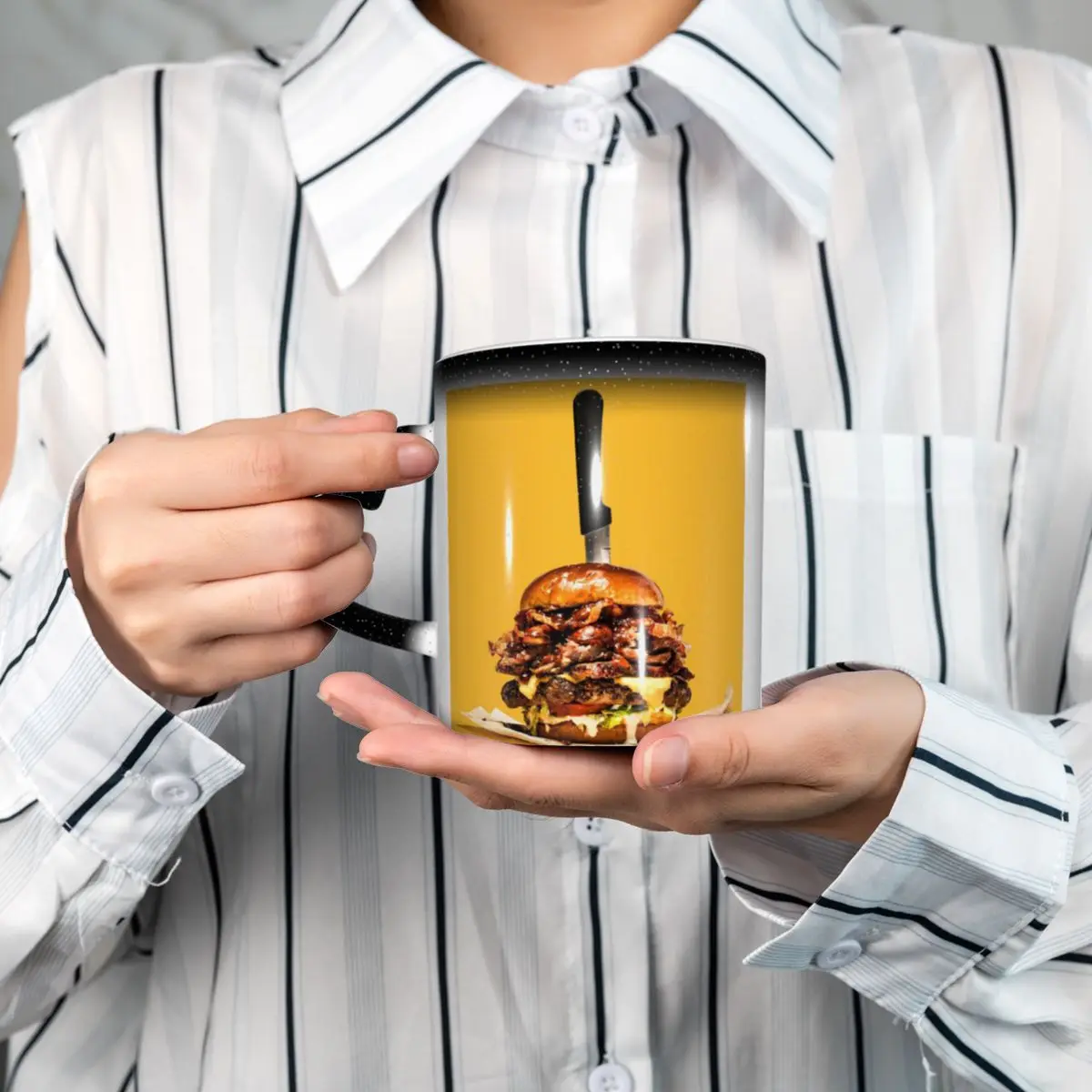 Hamburger Realistic Burger Design  Mug Funny Ceramic Coffee Cups Tea Mugs Milk Cup Drinkware Gifts for Friends