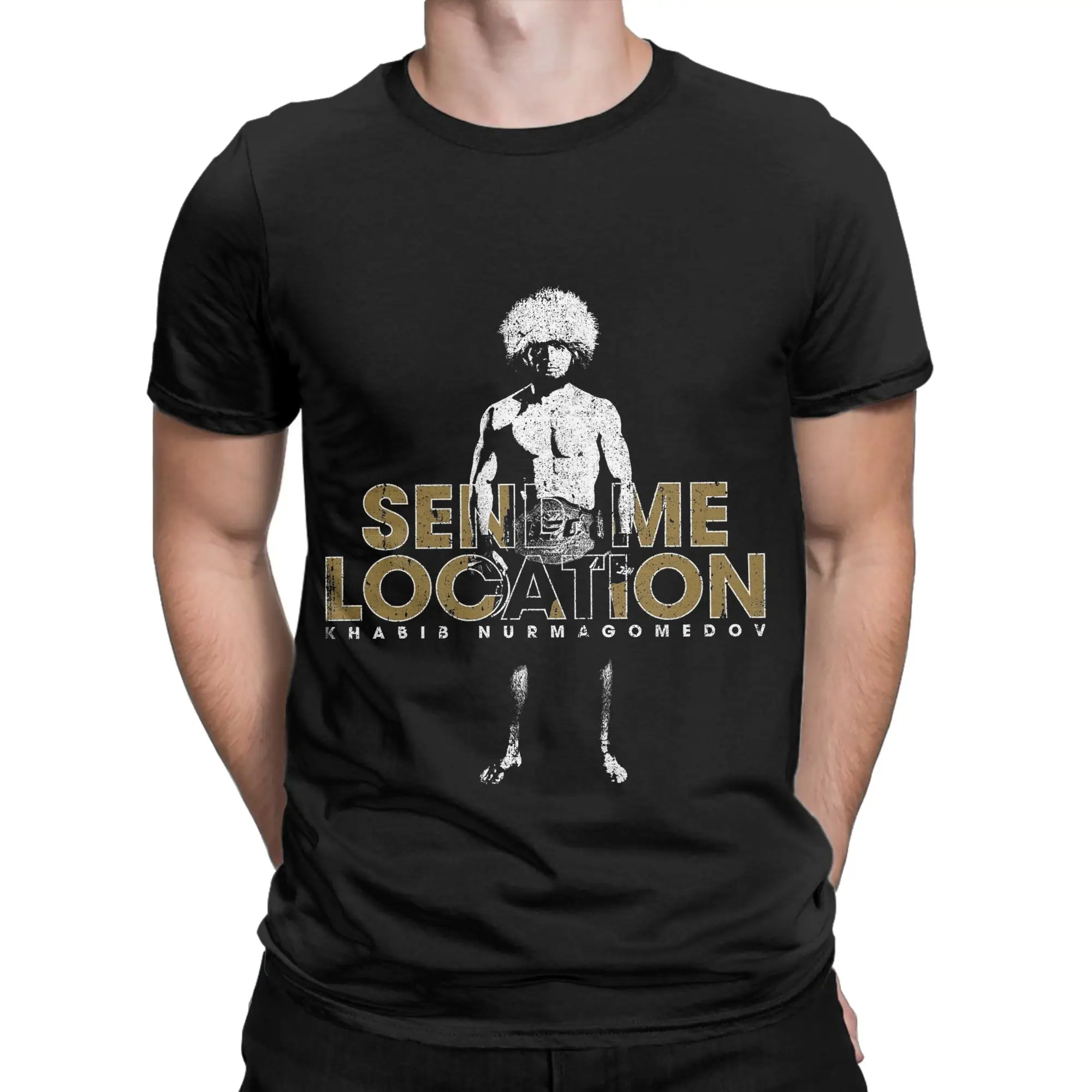 Send Me Location  Khabib Novelty 100% Cotton T-Shirt Khabib Nurmagomedov Tees Tops For Men