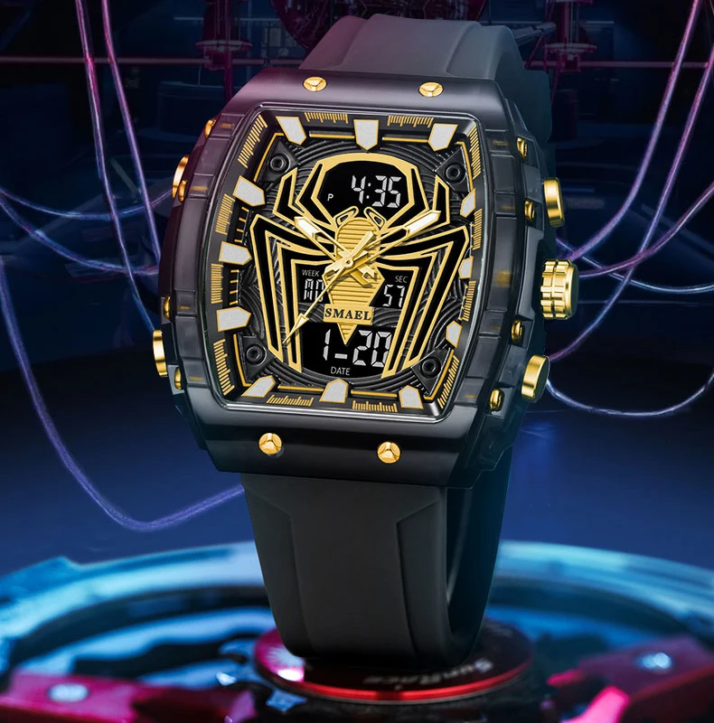 SMAEL 8116 Men's Analog Digital Dual Display Watch - 50M Waterproof LED Backlight Alarm Chronograph Stopwatch Shock Resistant