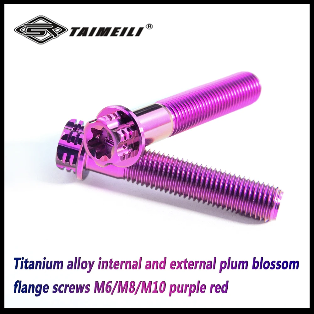 TAMEILI Titanschraube mit Innen- und Außenflansch in Pflaumenblütenform M6M8M10 purpurrot Motorrad-Modifikationsschraube – Detail 3