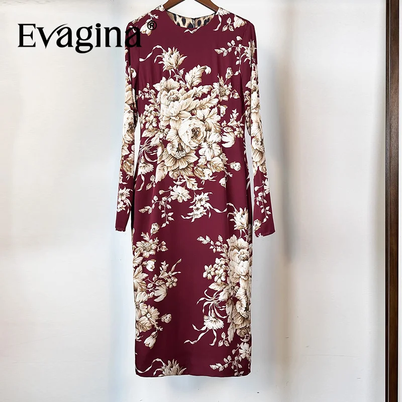 Evagina 2025 الخريف الأبيض الوردي التفاف الأرداف وقصة ضيقة مزاجه أنيقة غير مرنة الاستخدام اليومي فستان أنيق