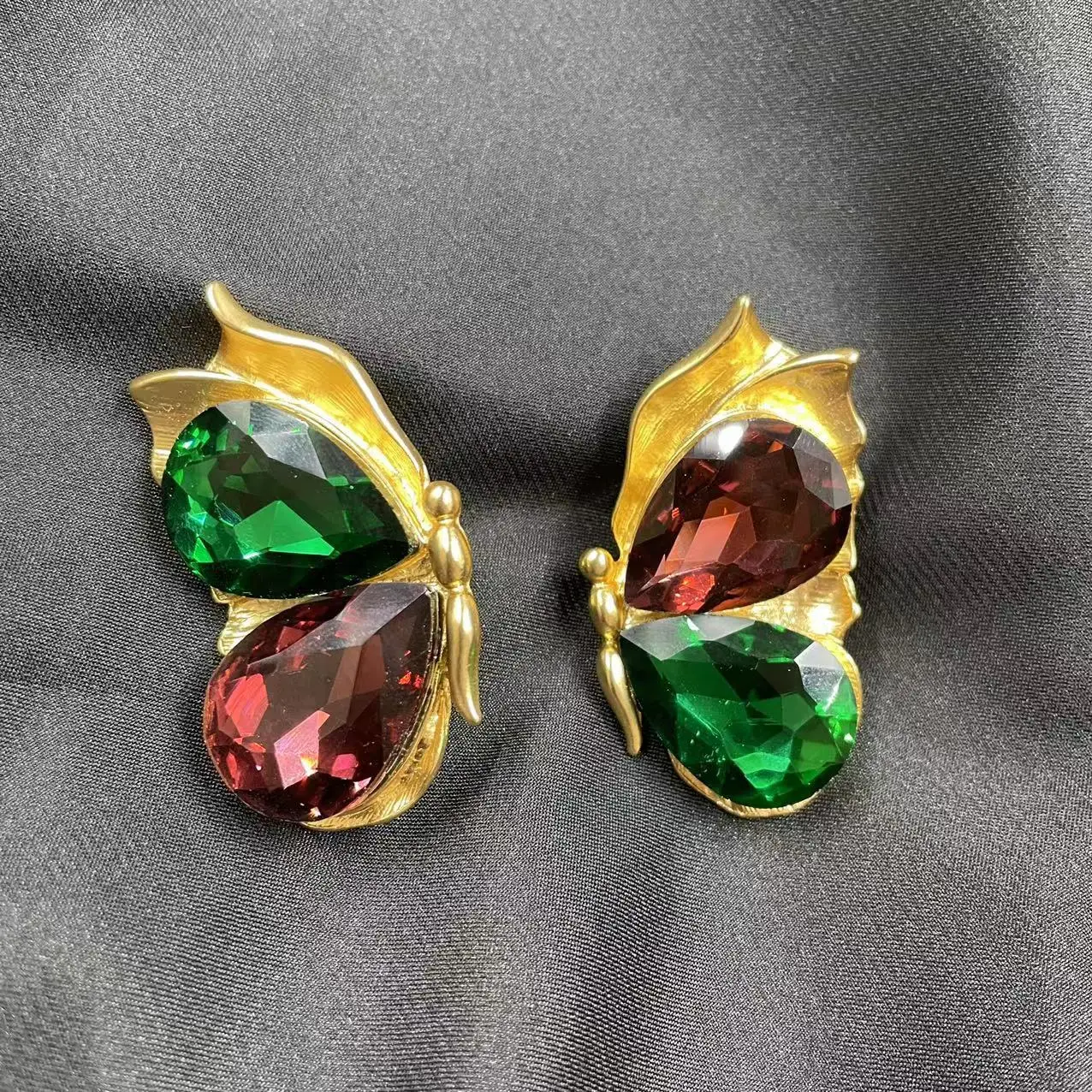 Vintage Retro Style Versatile Green Zircon Stainless Steel Ear Clips