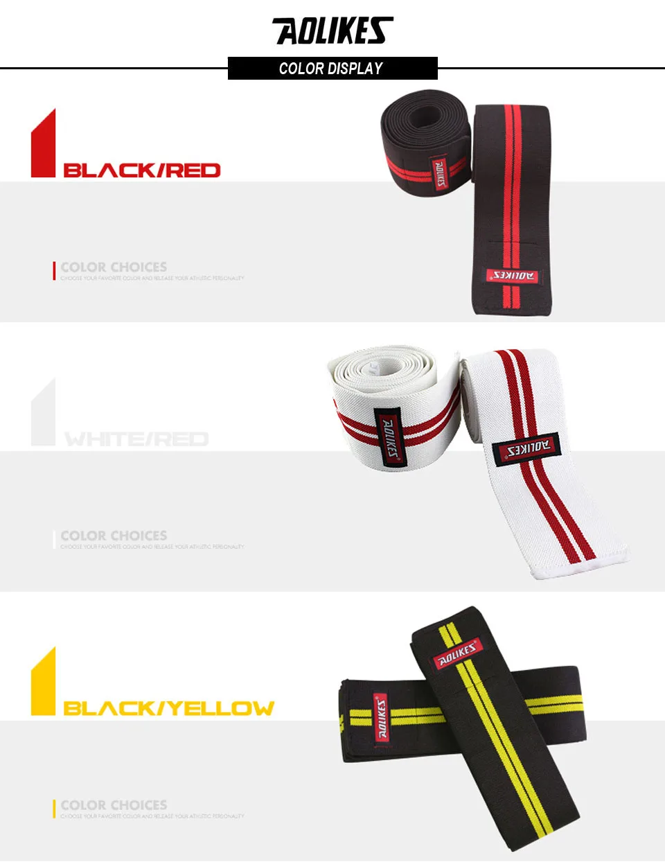 AOLIKES Kniebandagen (Paar) mit Riemen für Kniebeugen, Gewichtheben, Powerlifting, Beinpresse und Cross-Training-Kniebandagen für Kniebeugen – Detail 9