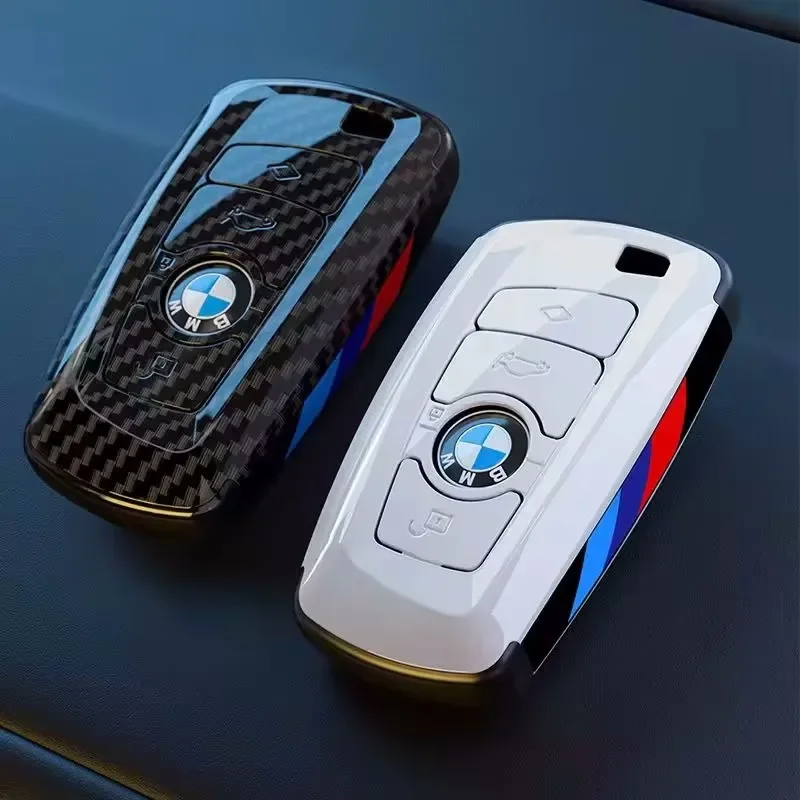 Carbon Fibre Car Key Cover Case Holder Shell Bag For BMW F30 F20 F10 F18 F22 F01 X3 X4 F06 F02 M3 M5 Auto Keychain Accessories