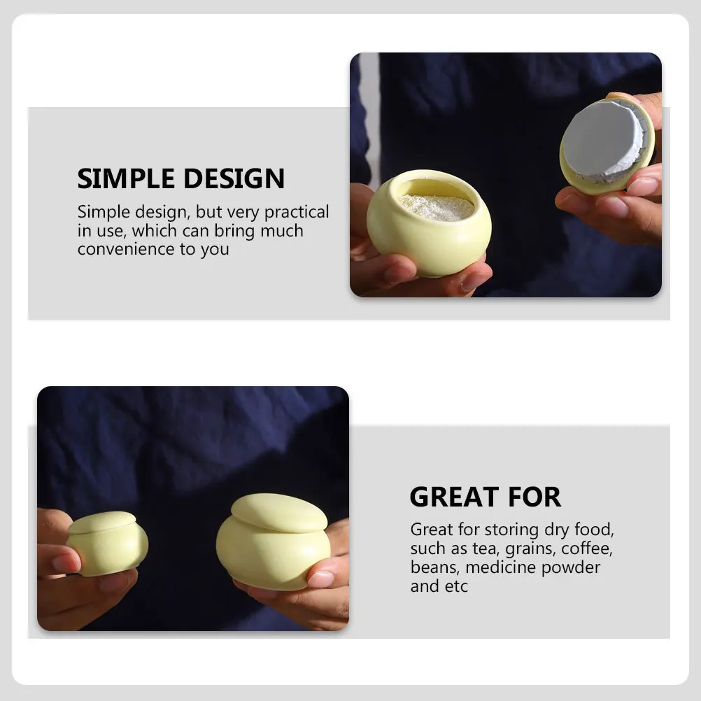 

4Pcs Portable Ceramic Storage Jar Mini Tea Canister Airtight Sealed Powder Holder Coffee Beans Medicine Powder Organizer