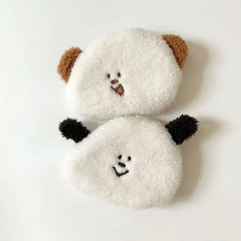 Cute Little Face Puppy Plush Coin Purse ID Bus Credit Card Document Keys Storage Money Wallet Case Portable Kawai Coin Bags