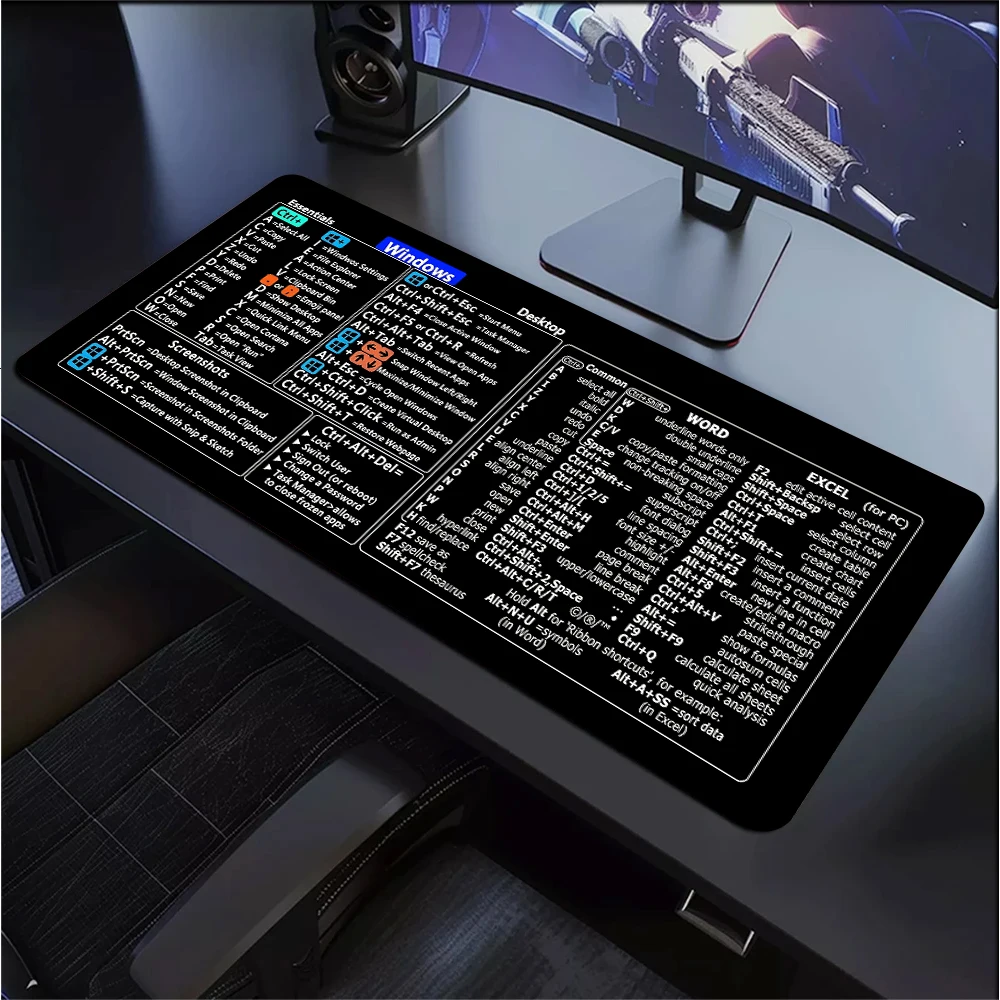 Excel Word PowerPoint Shortcut Cheat Sheet Desk Pad NonSlip Office and Gaming Mouse Pad Windows Keyboa