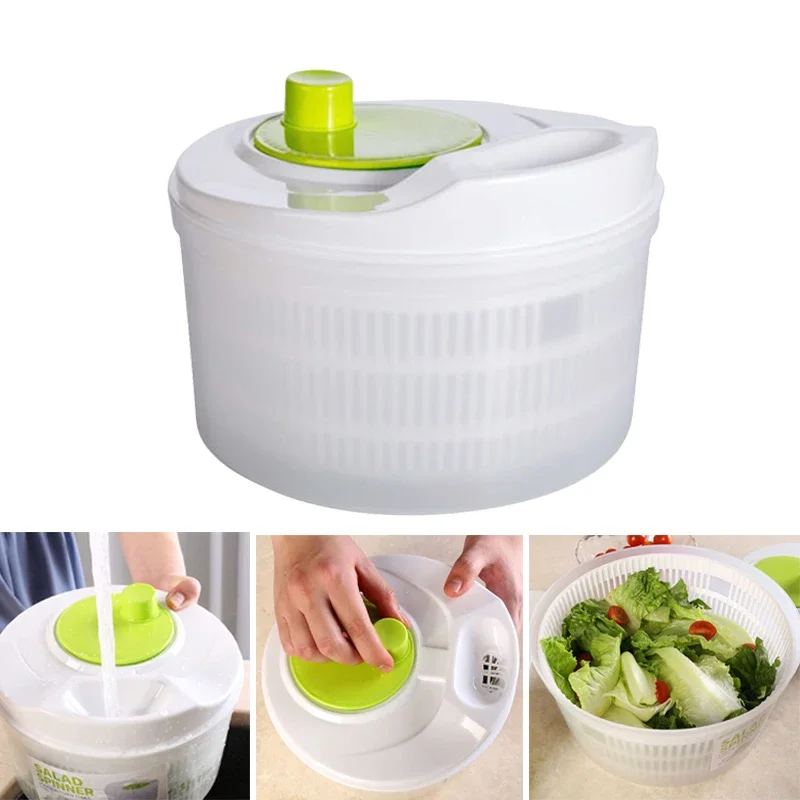 Multifunction Salad Spinner Lettuce Dryer Manual Vegetable Drainer Crisper Strainer For Washing Drying Leafy Kitchen Accesosries