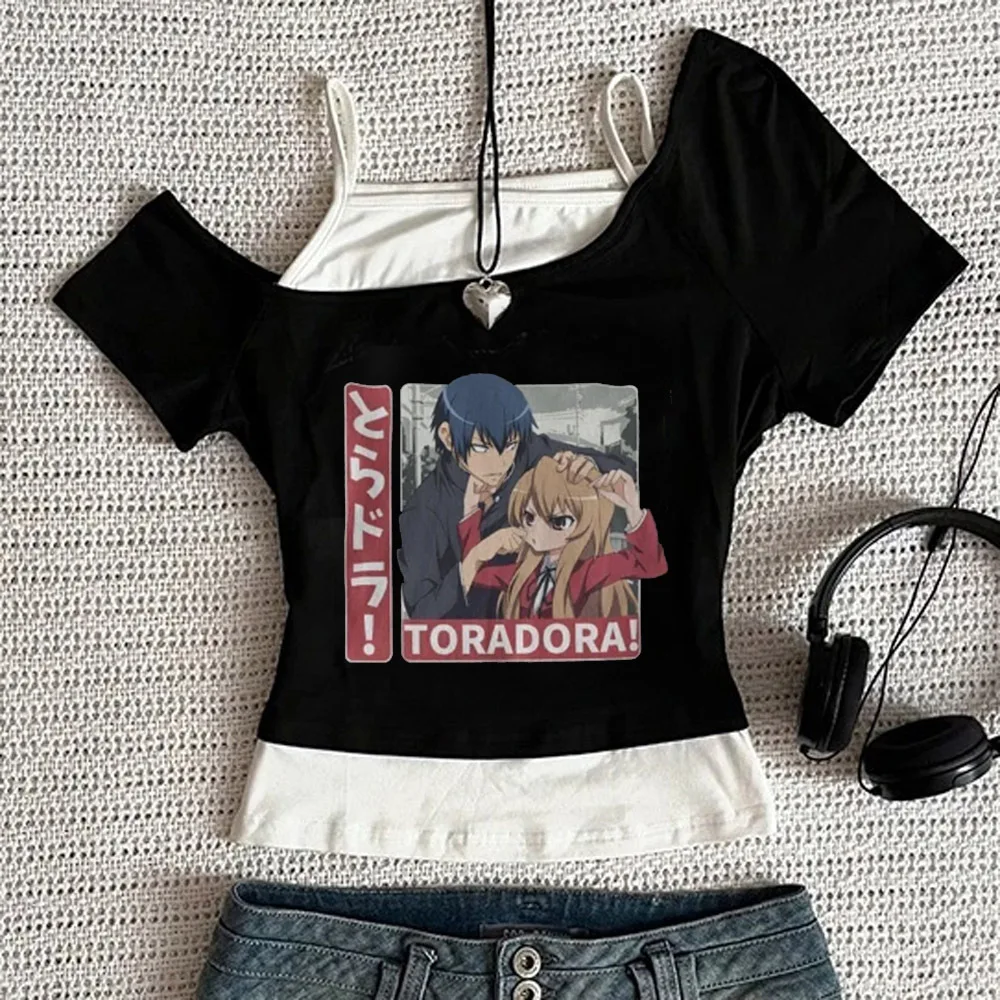 Toradora crop top women kawaii emo meme cute graphic tshirt graphic goth 2000s clearance sales funny