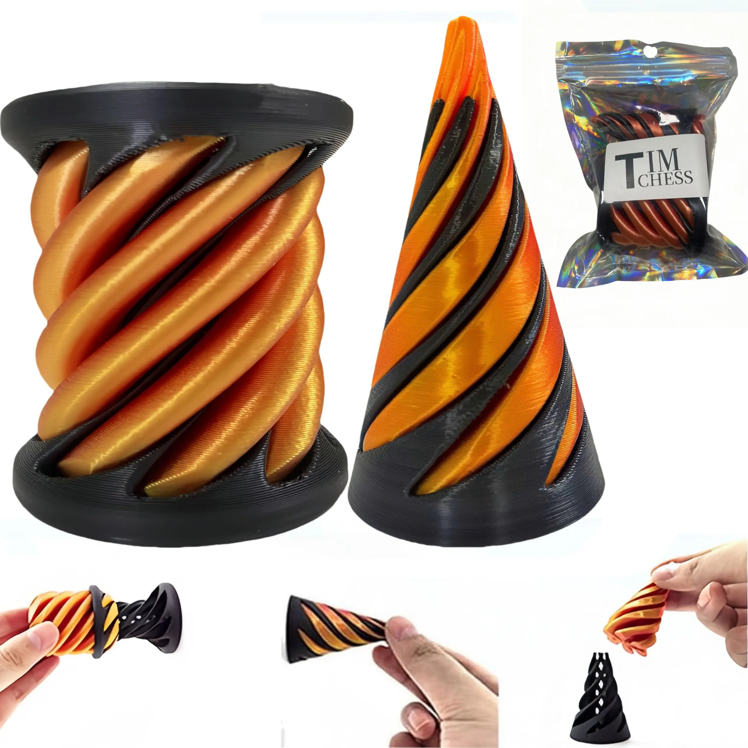 

2Pcs Impossible Pyramid Passthrough Sculpture,Spiral Cone Fidget Toy,3D Pass Through Pyramid Fidget Toy,Impossible Cone for Kids