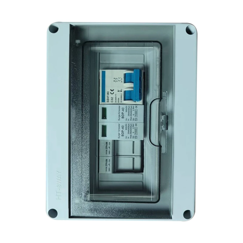 Solar Photovoltaic PV Combiner Box with Protection 1 Input 1 Out DC 500V Fuse MCB SPD Waterproof Box IP65