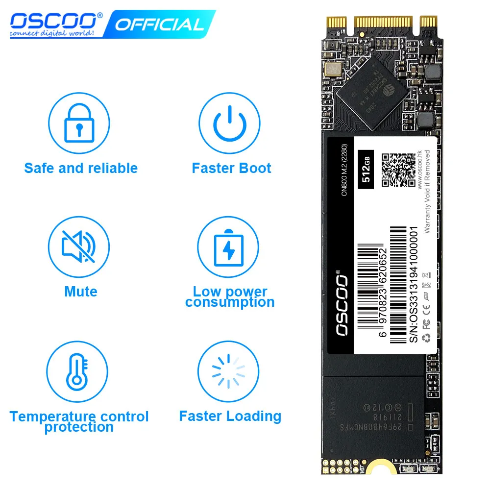 OSCOO-Unidades internas de estado sólido para laptop e desktop, disco rígido SSD, M2, 2280, 1TB, 512GB, 256GB, 128GB, SSD M.2