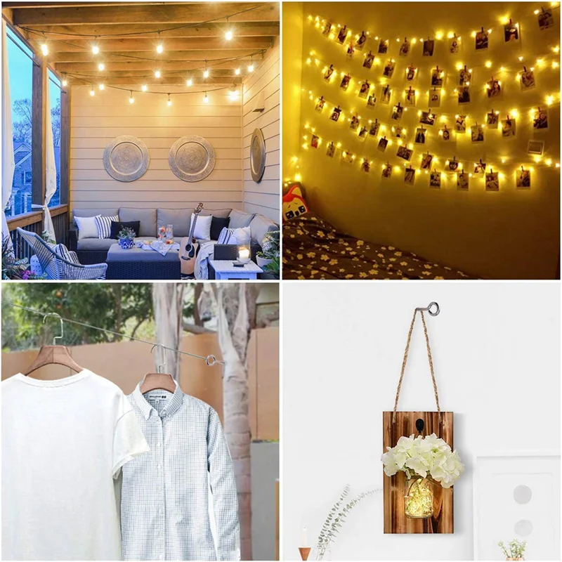 AB51 50 팩 스테인레스 스틸 눈 모양 나사 금속 후크 목재 터미널 링 아일렛 후크 셀프 태핑 나사 M6