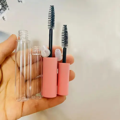 Imagen 2 del producto Tubos de rímel vacíos de 5ml y 10ml, tapa rosa mate, botella de crema para pestañas, contenedor de embalaje cosmético recargable líquido