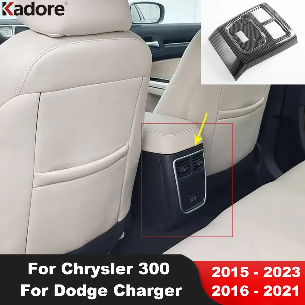

For Chrysler 300 2015-2023 For Dodge Charger 2016-2021 Carbon Fiber Car Rear Air Vent Outlet Cover Trim Interior Accessories