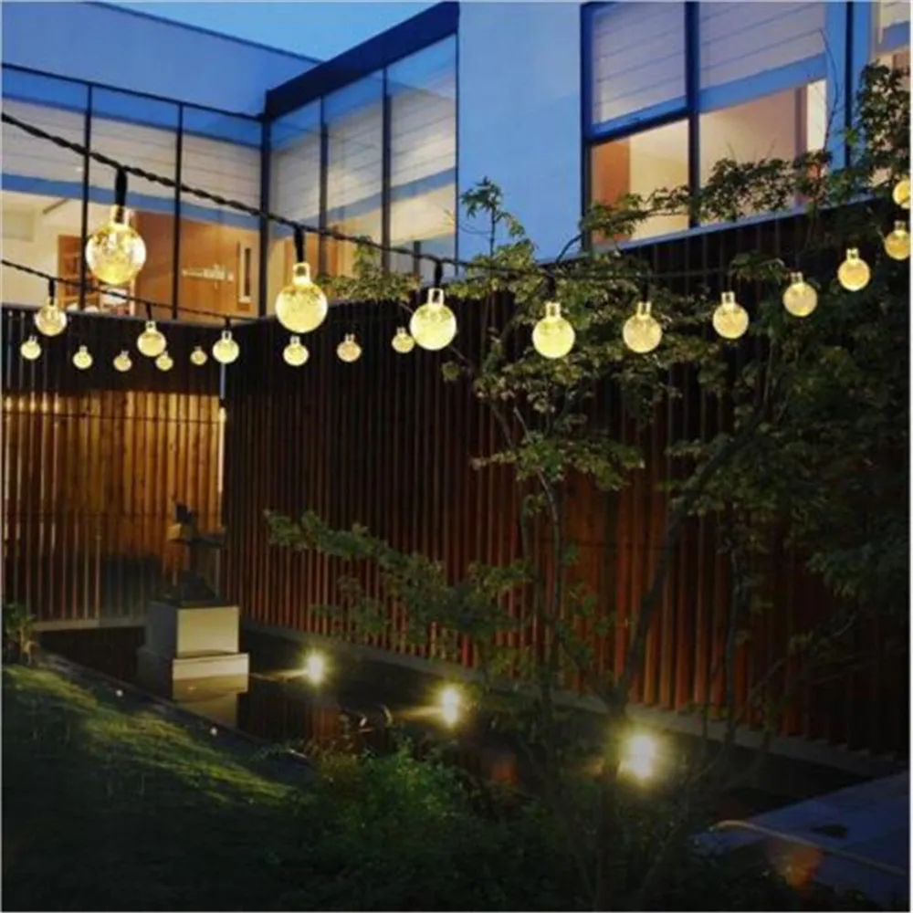 1 Pack 64FT IP65 Crystal Globe Solar String Lights 100 LED 8 Lighting Modes Solar Outdoor Lights For Halloween Christmas Party