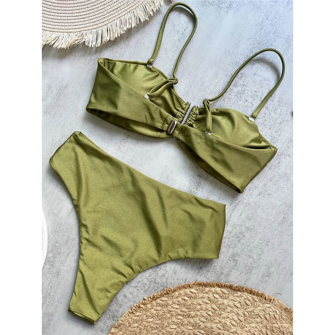 4 Farben, V-förmiger, gepolsterter Damen-Badeanzug, hochtaillierter Bikini, zweiteiliges Bikini-Set, Badebekleidung, Badeanzug, Modell V6583. – Detail 19