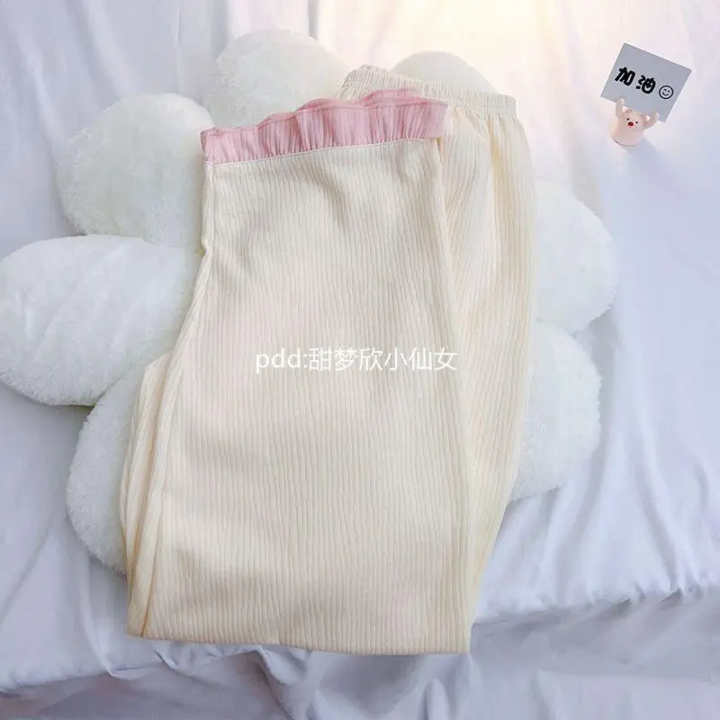 Sanrio Hello Kitty Japanse Kat Nachtkleding Dames Lente Herfst Nieuwe Lange Mouw Broek Internet Rode Ruche Woninginrichting Set